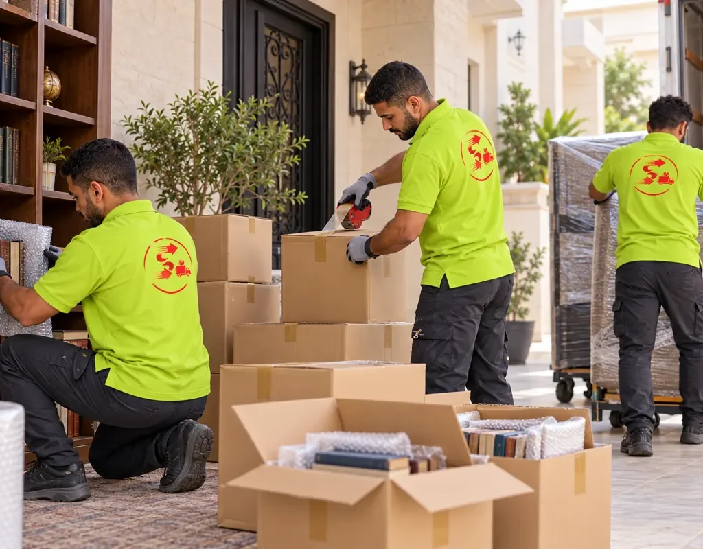 نقل عفش من مدينة الملك عبدالله الاقتصادية الى جدة — تجهيز كراتين مكتبة منزلية (صورة توضيحية)