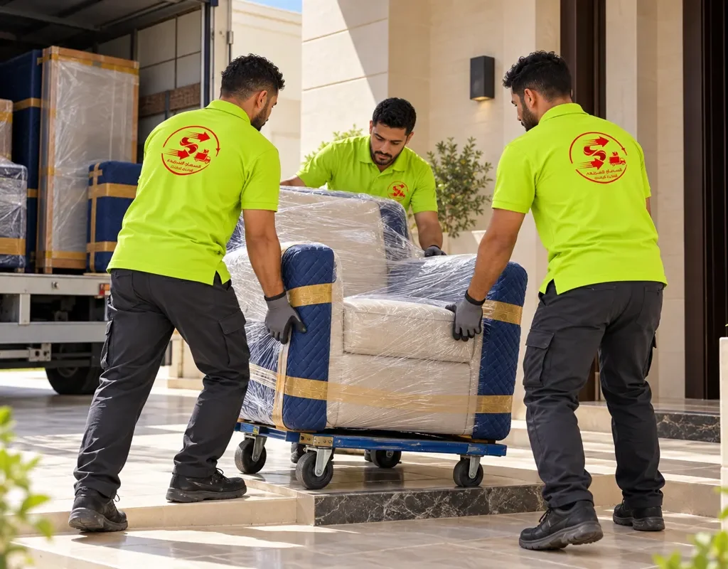 نقل عفش من الأحساء الى جازان — نقل كرسي محمي باستخدام عربة أثاث (صورة توضيحية)
