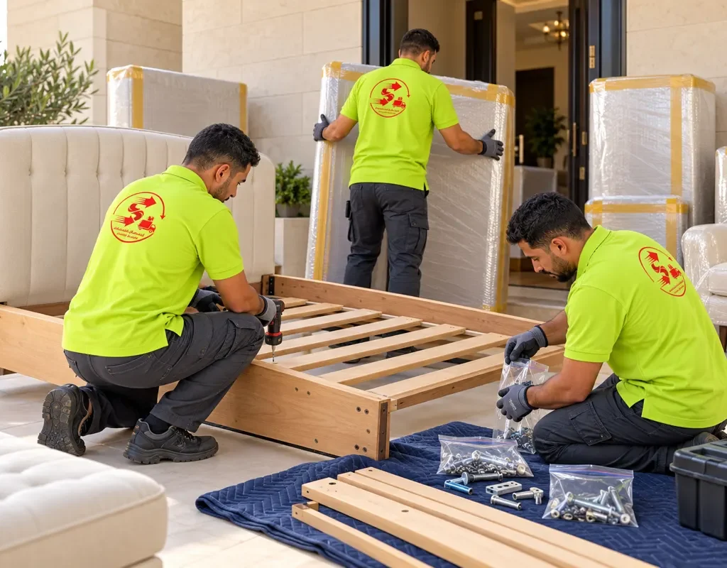نقل عفش من الطائف الى الخبر — تجهيز سرير مفكك وحفظ ملحقاته (صورة توضيحية)