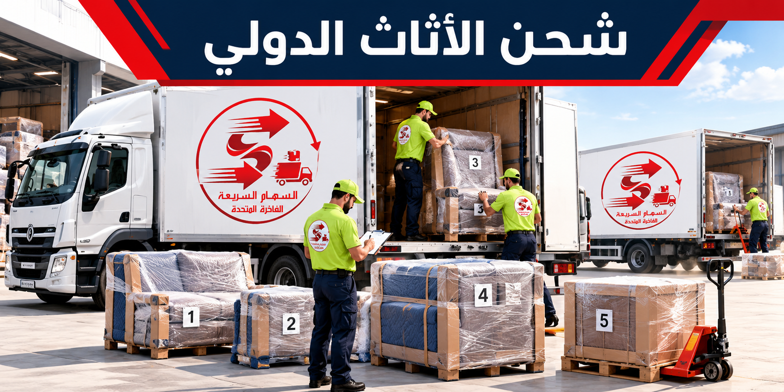 تصميم توضيحي لتجهيز الأثاث للشحن الدولي